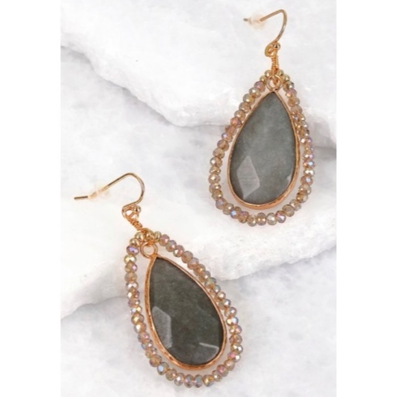 Natural Stone Beaded  Earrings - Picture 1 of 1